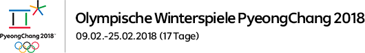 Olympische Winterspiele PyeongChang 2018 09.02.-25.02.2018 (17 Tage)